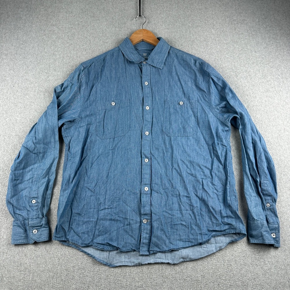 Mack Weldon Shirt Mens Large Blue Button Down Long Sleeve